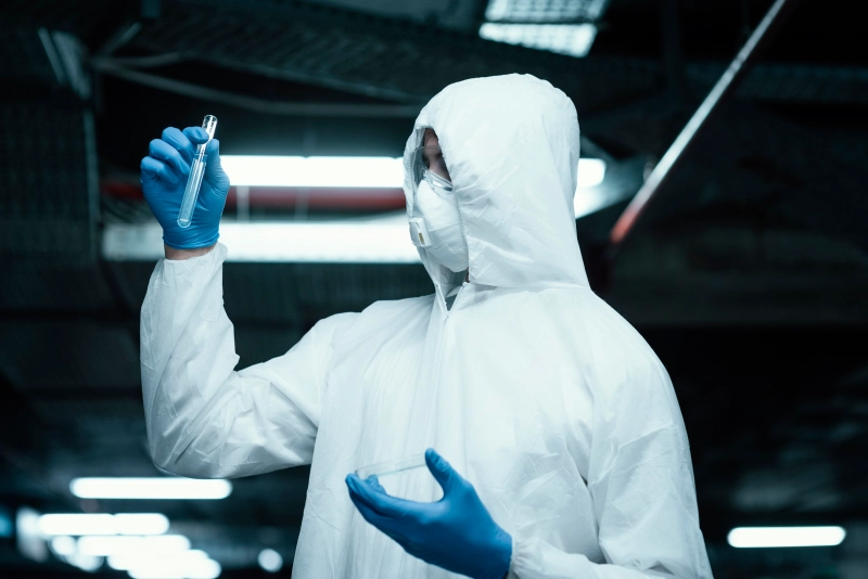 Científico analizando Contaminantes Orgánicos Persistentes