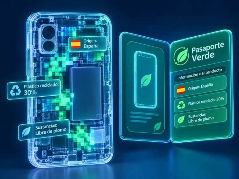 Representación de un móvil y su pasaporte verde virtual
